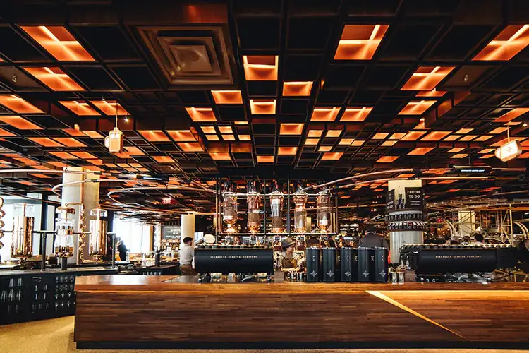 Main Bar and baristas at the New York Roastery